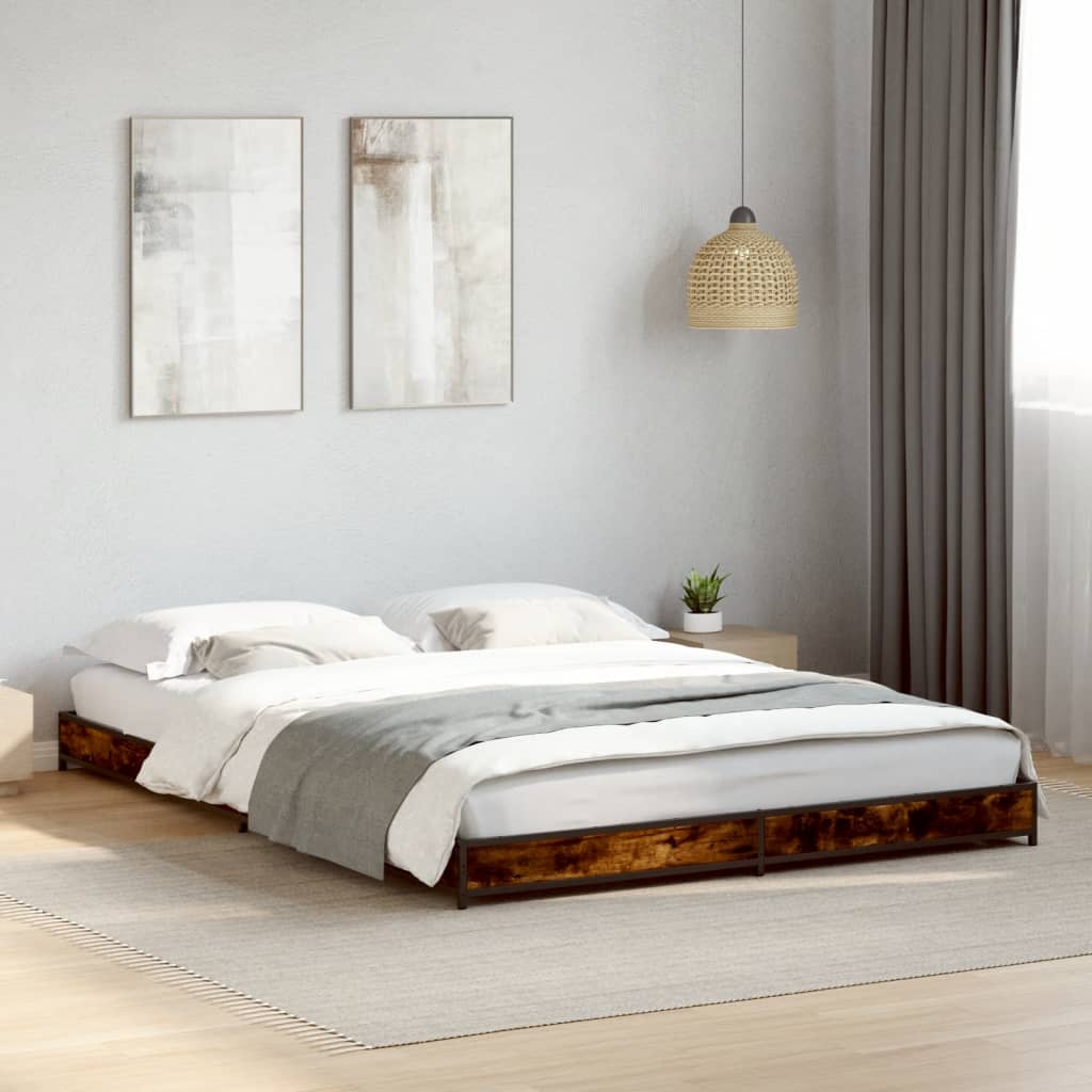 Bed Frame without Mattress Smoked Oak 135x190 cm Double