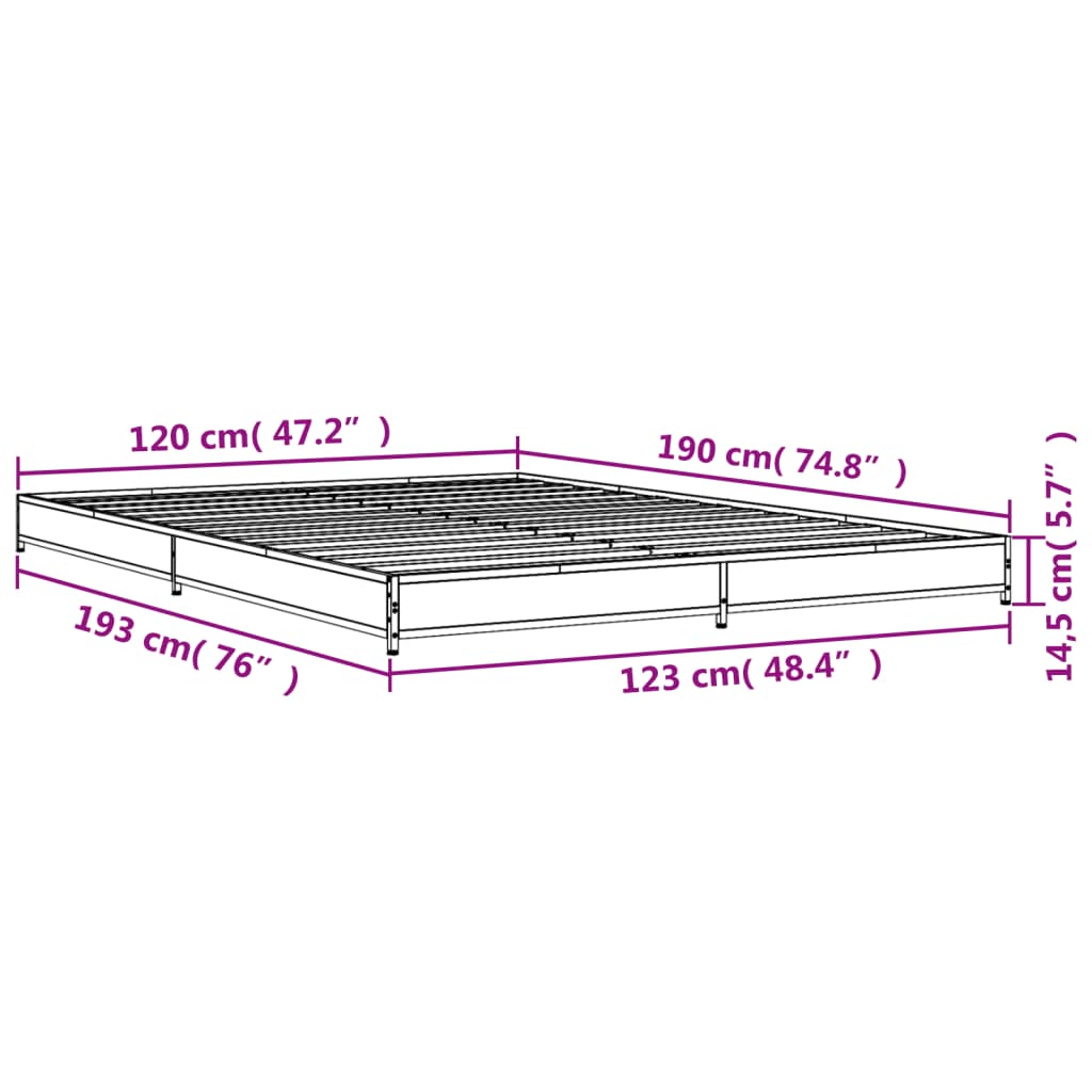 Bed Frame without Mattress Black 120x190 cm Small Double