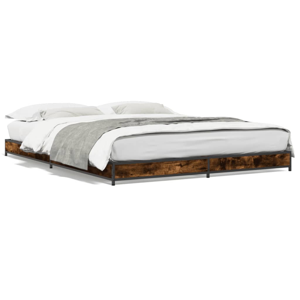 Bed Frame without Mattress Smoked Oak 120x190 cm Small Double