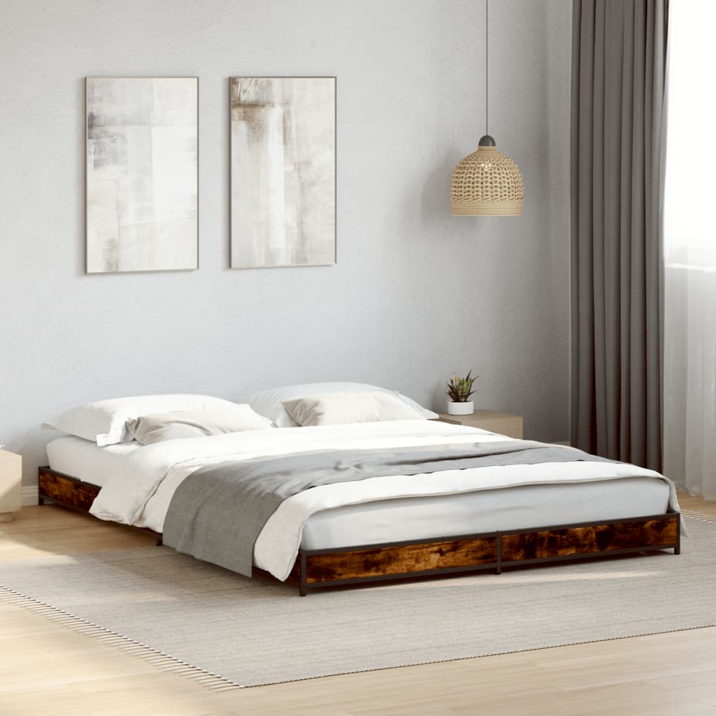 Bed Frame without Mattress Smoked Oak 120x190 cm Small Double