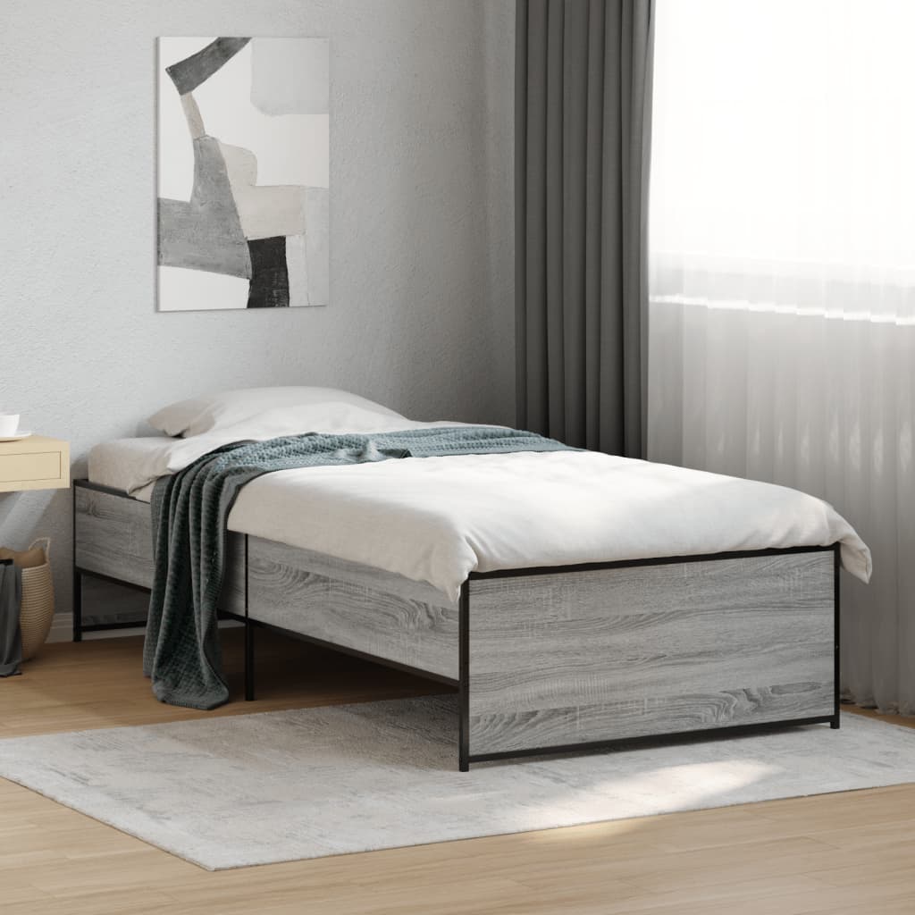 Bed Frame without Mattress Grey Sonoma 90x200 cm