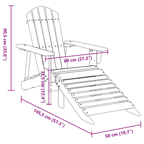 Adirondack Chair With Ottoman Wood Solid Wood Fir