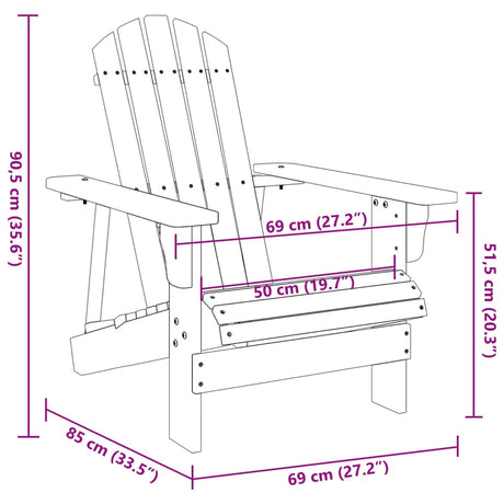 Adirondack Chair 69X85X90.5 Cm Solid Wood Fir