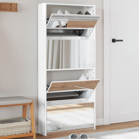 Shoe Cabinet 4-Layer Mirror 63X17X134 Cm