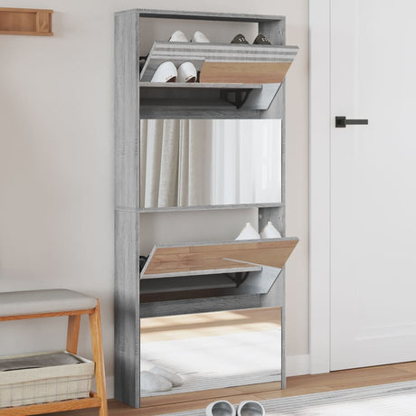 Shoe Cabinet 4-Layer Mirror 63X17X134 Cm