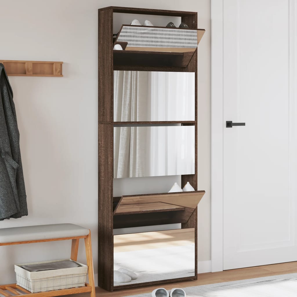 Shoe Cabinet 5-Layer Mirror 63X17X169.5 Cm
