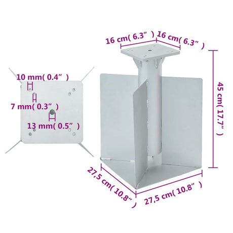 In-Ground Parasol Base Silver 27.5X27.5X45 Cm Steel