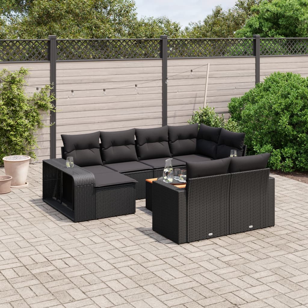 11 Piece Garden Sofa Set With Cushions Beige Poly Rattan