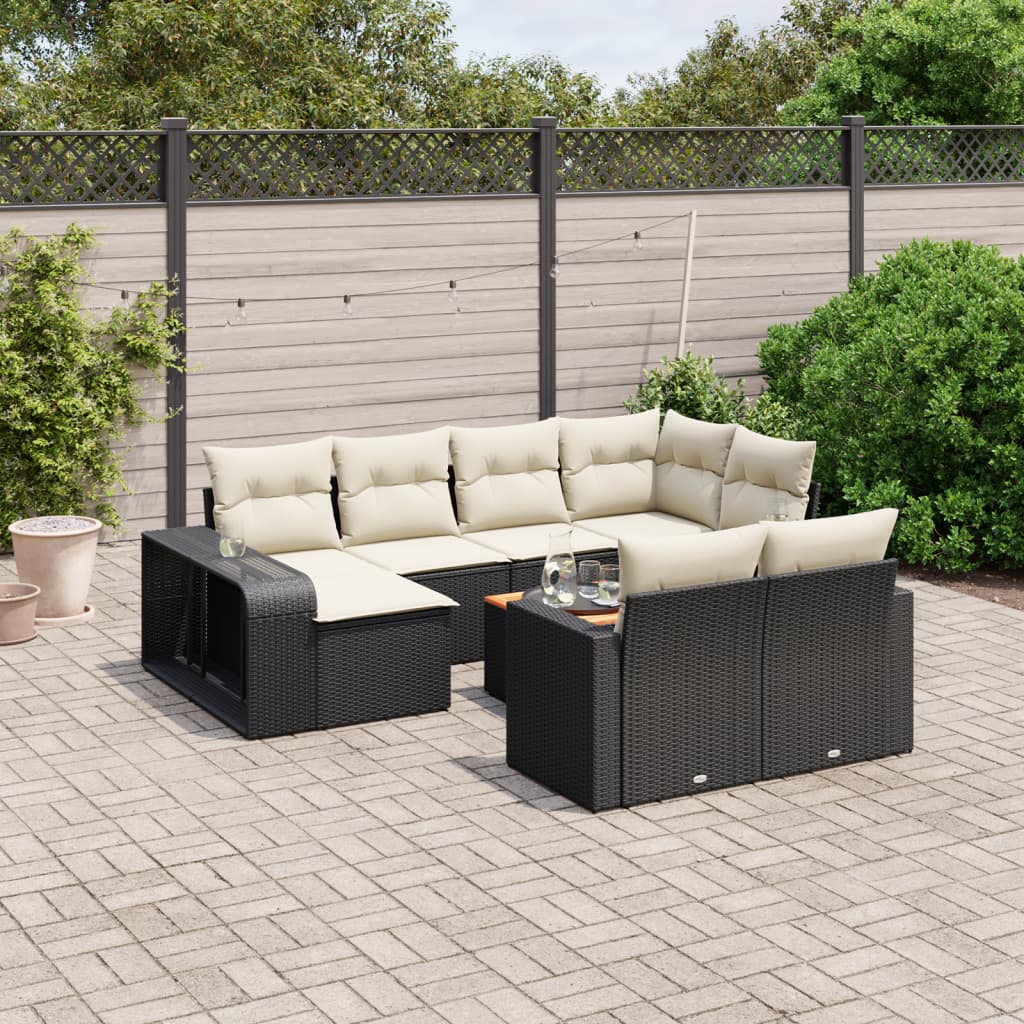 11 Piece Garden Sofa Set With Cushions Beige Poly Rattan