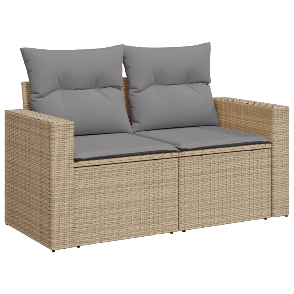 11 Piece Garden Sofa Set With Cushions Beige Poly Rattan
