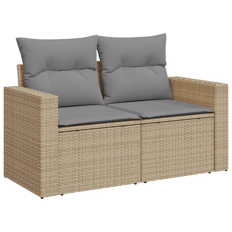 11 Piece Garden Sofa Set With Cushions Beige Poly Rattan