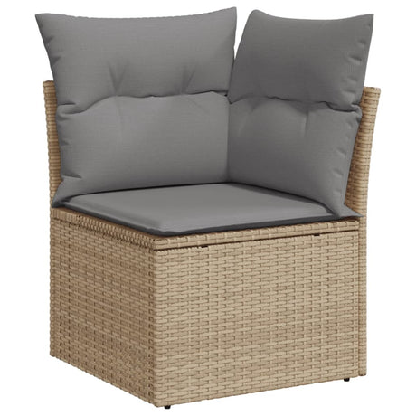 11 Piece Garden Sofa Set With Cushions Beige Poly Rattan