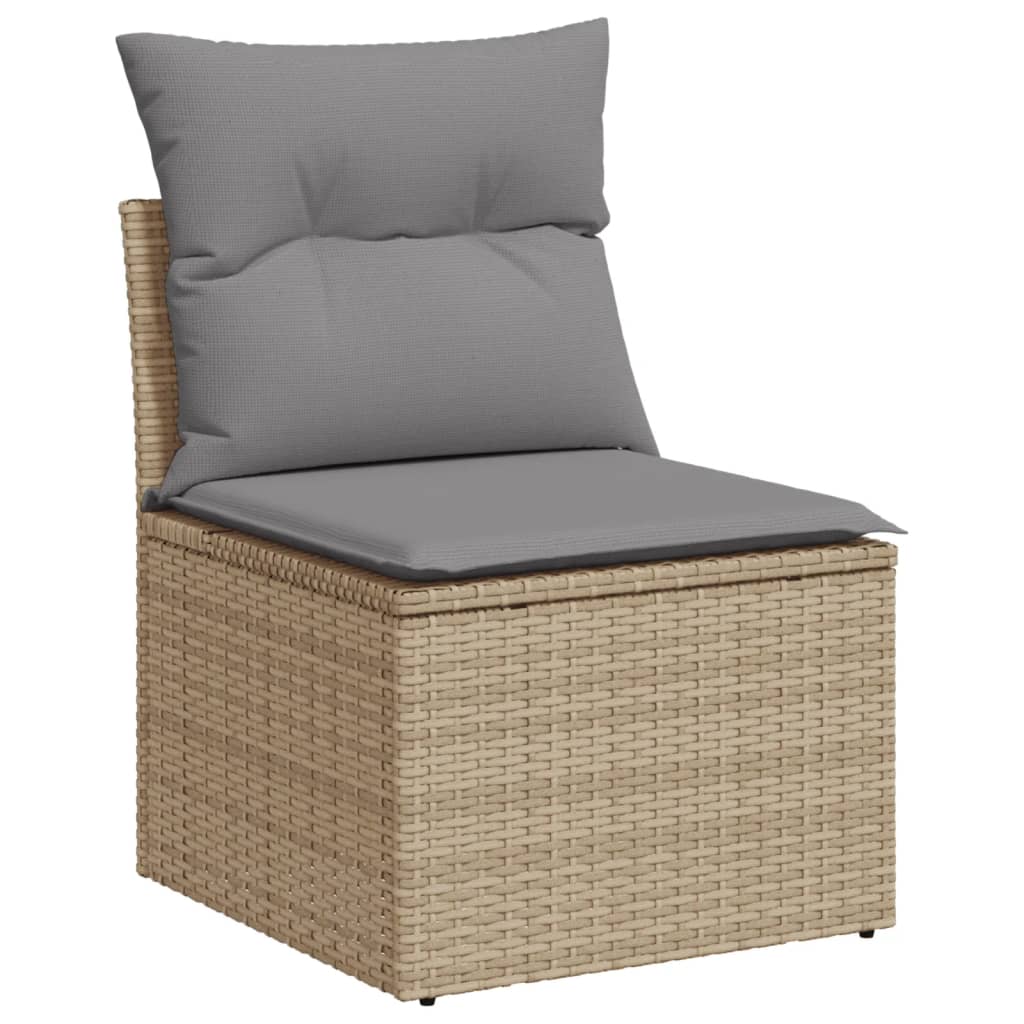 11 Piece Garden Sofa Set With Cushions Beige Poly Rattan