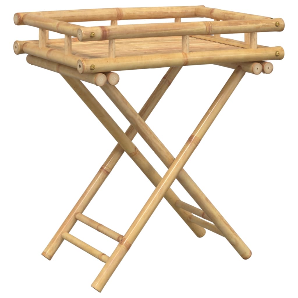 Folding Tray Table 60X40X68 Cm Bamboo