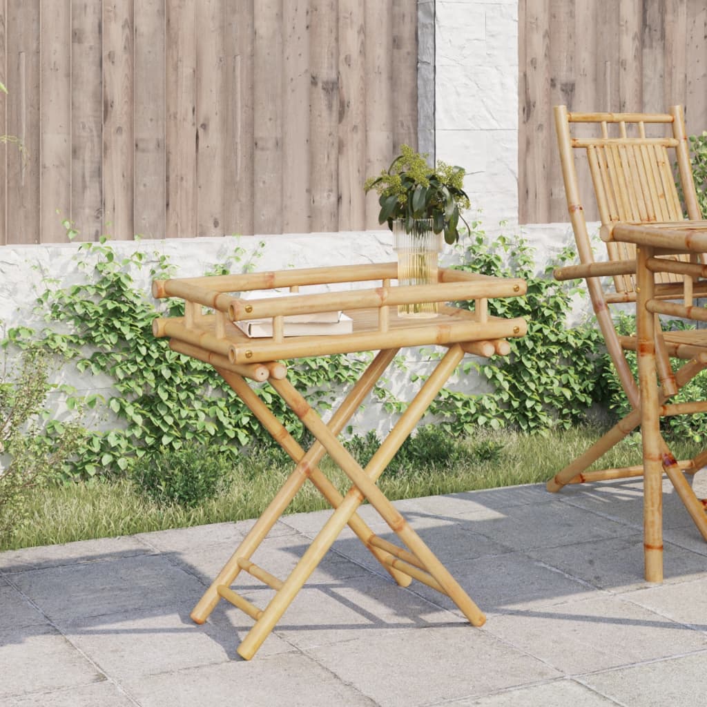 Folding Tray Table 60X40X68 Cm Bamboo