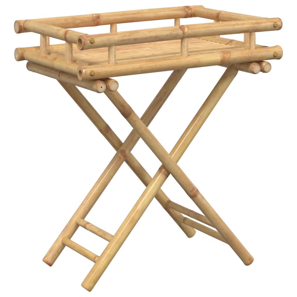 Folding Tray Table 60X40X68 Cm Bamboo