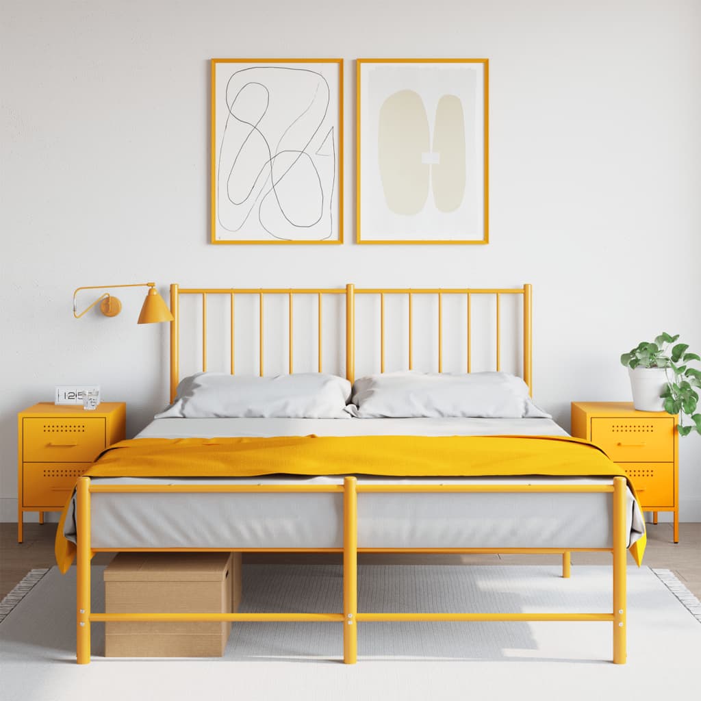 Bedside Cabinet Mustard 36X39X50.5 Cm Steel