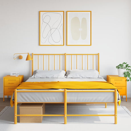 Bedside Cabinet Mustard 36X39X50.5 Cm Steel