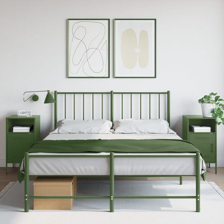 Bedside Cabinet Olive 36X39X68 Cm Steel