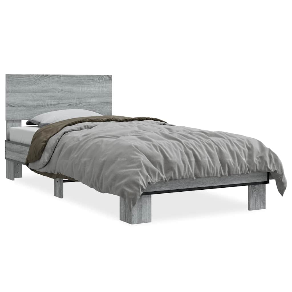 Bed Frame without Mattress Grey Sonoma 90x200 cm
