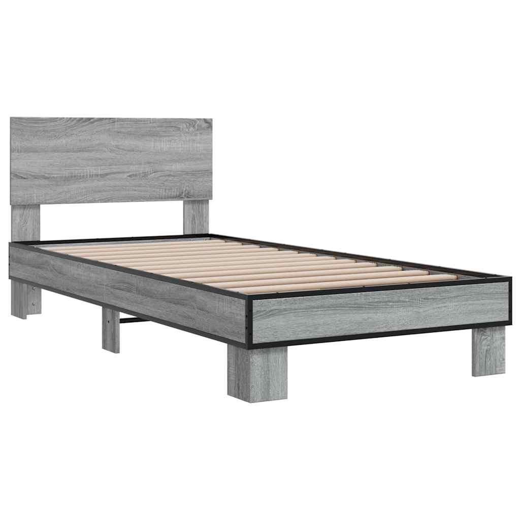 Bed Frame without Mattress Grey Sonoma 90x200 cm