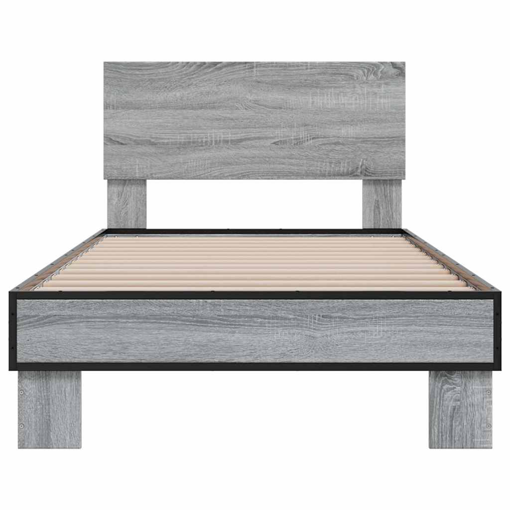 Bed Frame without Mattress Grey Sonoma 90x200 cm