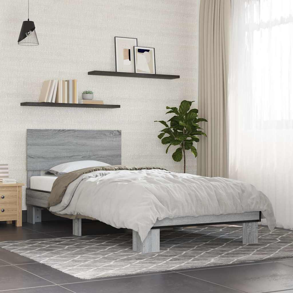 Bed Frame without Mattress Grey Sonoma 90x200 cm