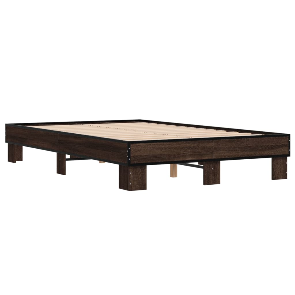 Bed Frame without Mattress Brown Oak 135x190 cm Double