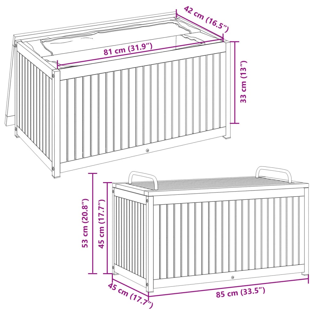 Outdoor Cushion Box Solid Wood Acacia And Steel