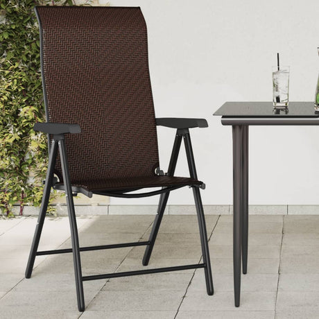 Folding Garden Chairs 2 Pcs Coffee Poly Rattan