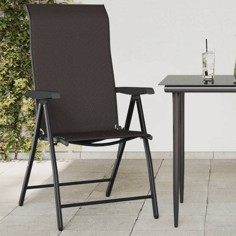 Folding Garden Chairs 2 Pcs Coffee Poly Rattan