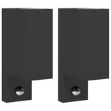 Outdoor Wall Lights With Sensors 2Pcs Black Die-Cast Aluminium