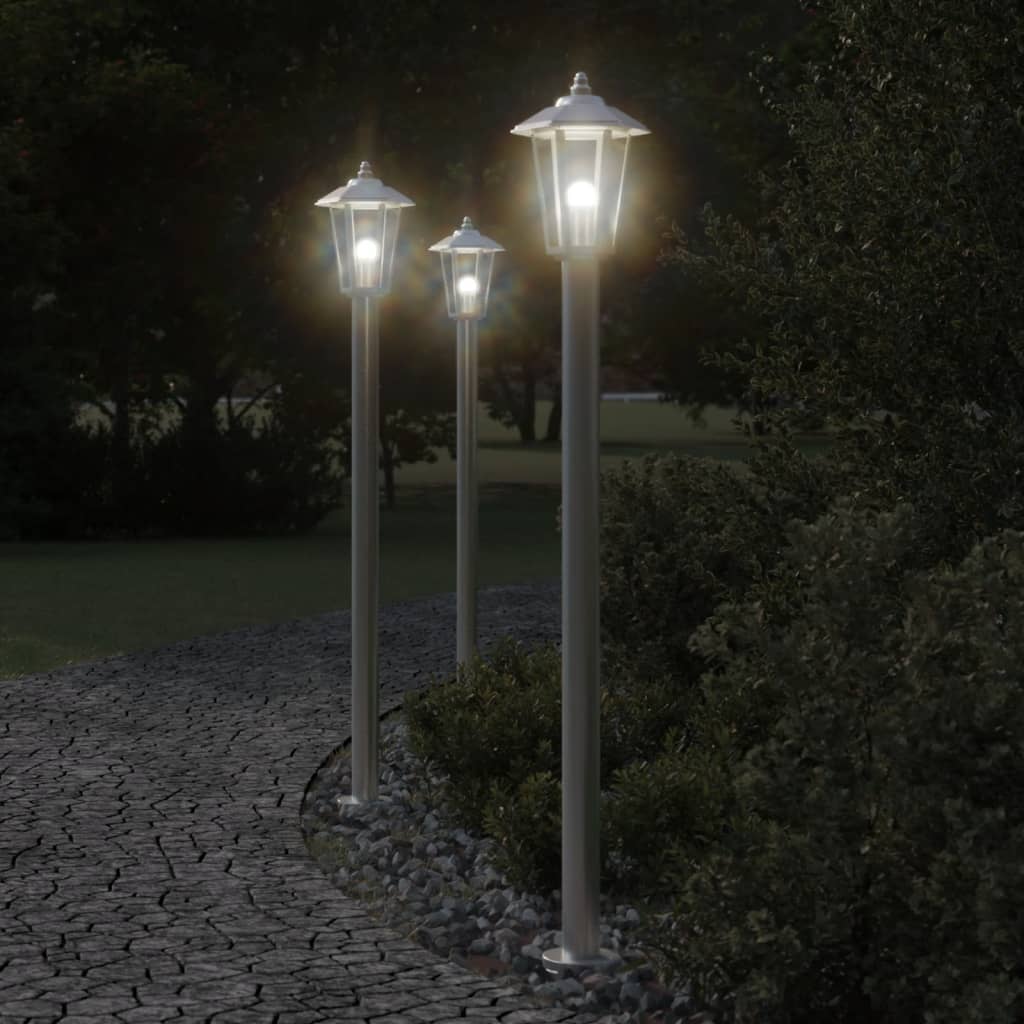 Outdoor Floor Lamps 3Pcs Stainless Steel