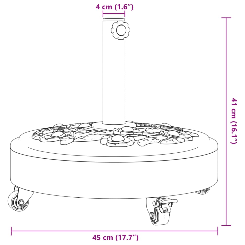 Parasol Base With Wheels For Ø38 / 48 Mm Poles Round