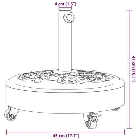 Parasol Base With Wheels For Ø38 / 48 Mm Poles Round