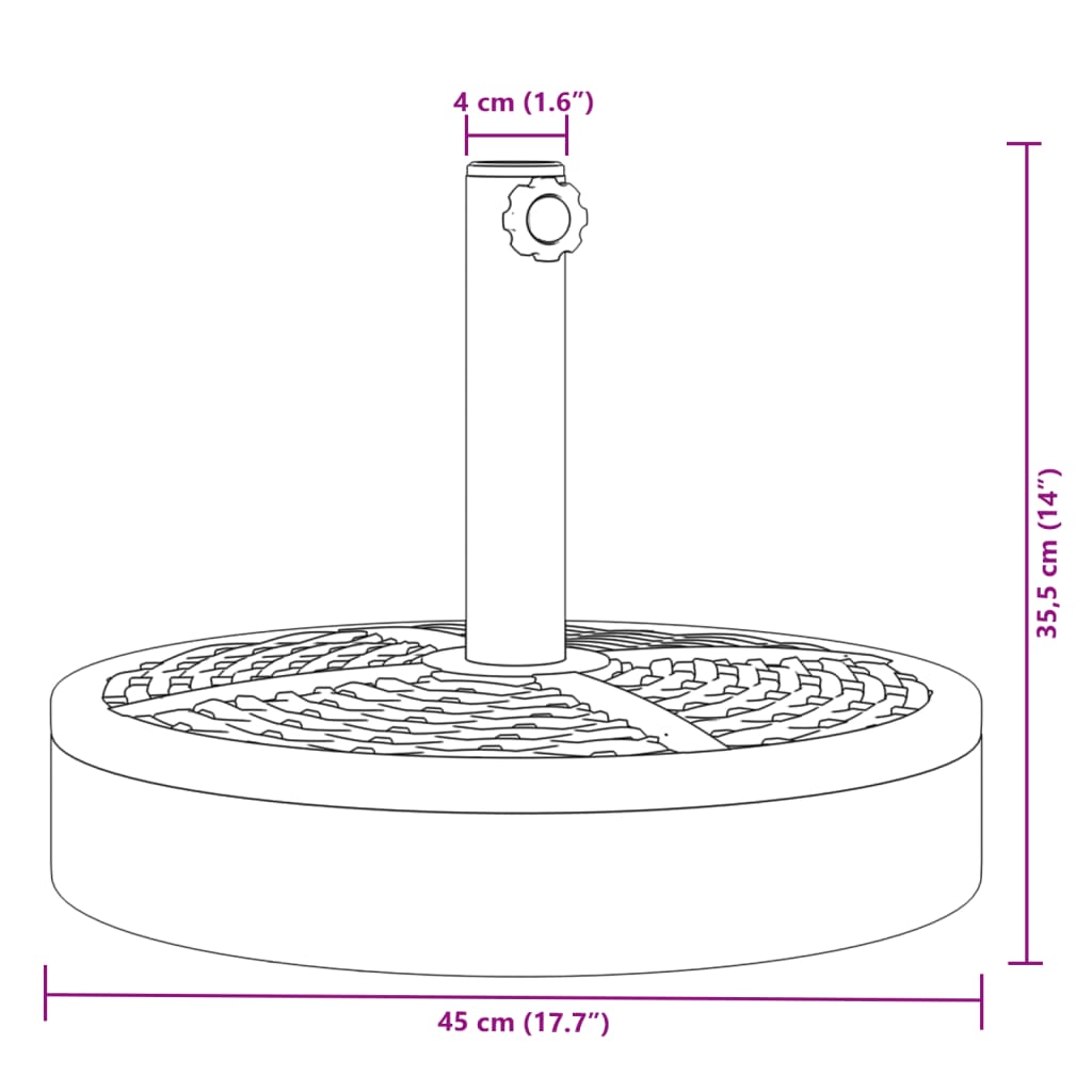 Parasol Base For Ø38 / 48 Mm Poles 25 Kg Round