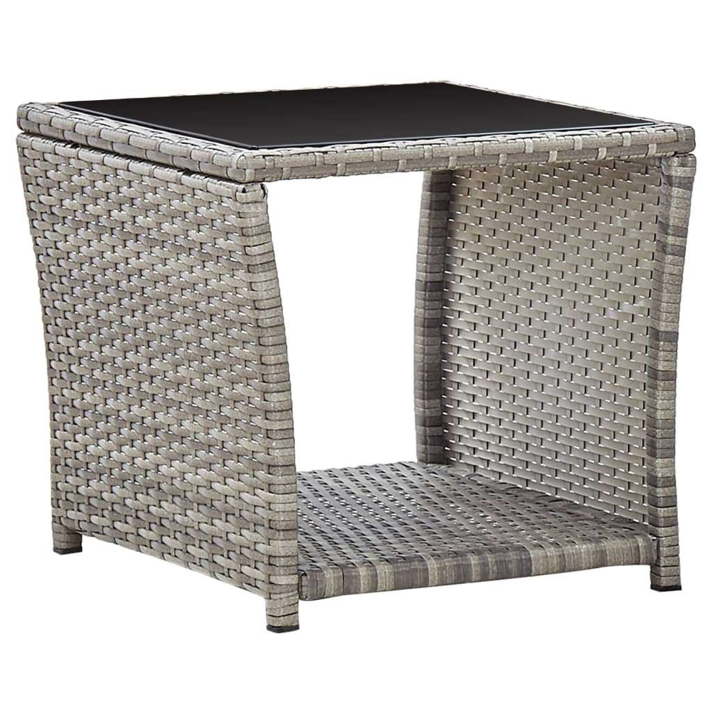 3 Piece Garden Dining Set With Cushions Grey Poly Rattan