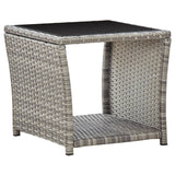 3 Piece Garden Dining Set With Cushions Grey Poly Rattan