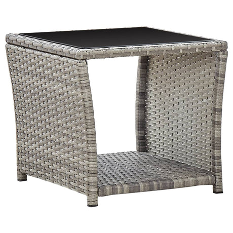 3 Piece Garden Dining Set With Cushions Grey Poly Rattan
