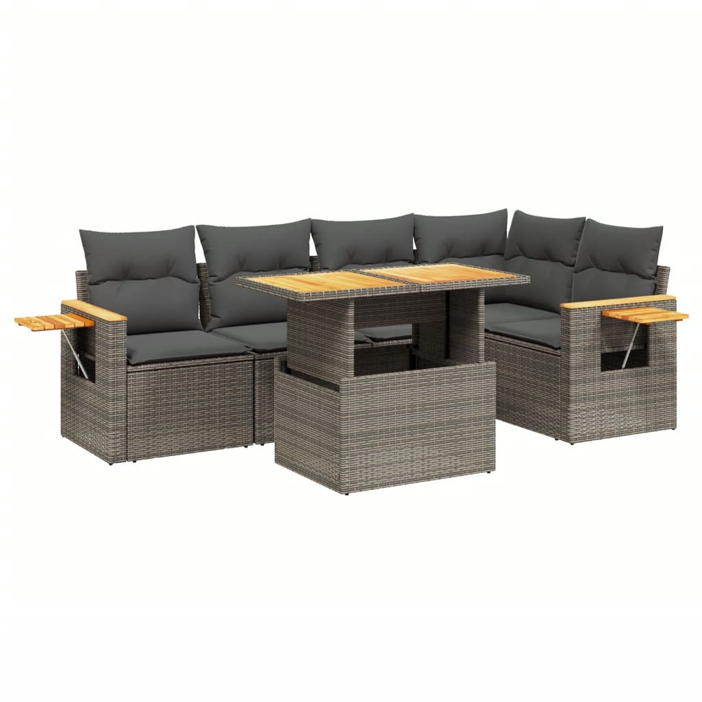 6 Piece Garden Sofa Set With Cushions Poly Rattan