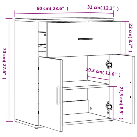Sideboards 2 Pcs 60X31X70 Cm Engineered Wood