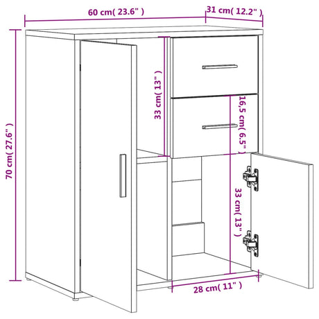 Sideboards 2 Pcs 60X31X70 Cm Engineered Wood