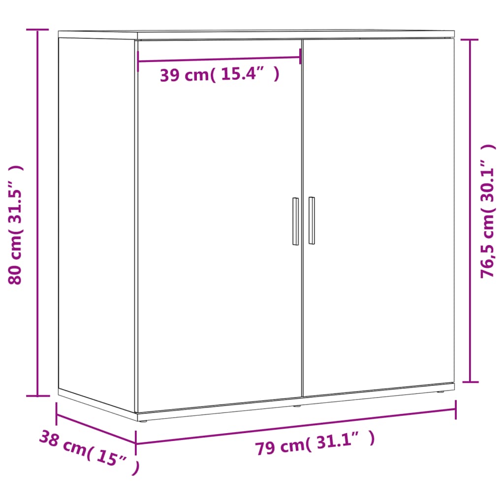 Sideboards 2 Pcs 79X38X80 Cm Engineered Wood