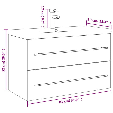 Bathroom Sink Cabinet With Built-In Basin