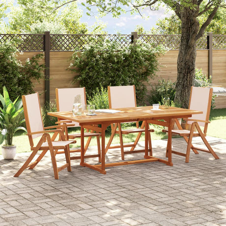 Folding Garden Chairs 4 Pcs Solid Wood Acacia And Textilene