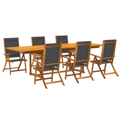7 Piece Garden Dining Set Solid Wood Acacia And Textilene