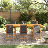 7 Piece Garden Dining Set Solid Wood Acacia And Textilene
