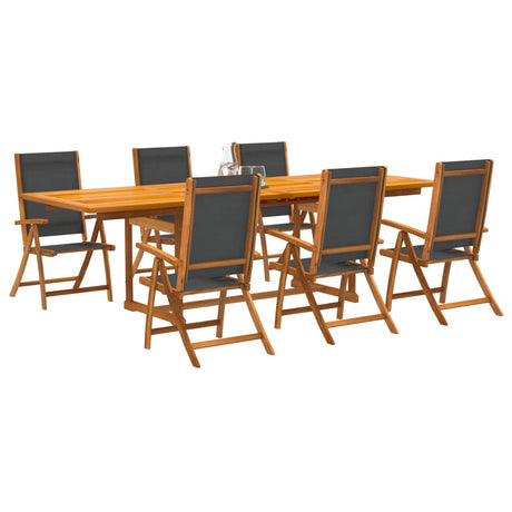 7 Piece Garden Dining Set Solid Wood Acacia And Textilene