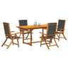 5 Piece Garden Dining Set Solid Wood Acacia And Textilene