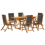 5 Piece Garden Dining Set Solid Wood Acacia And Textilene